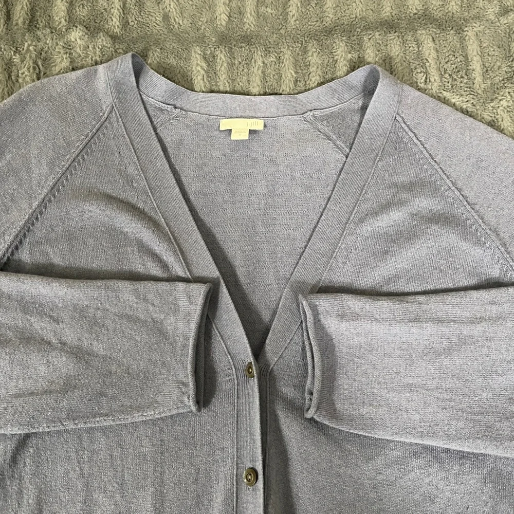 J. Jill Womens Medium‎ Purple Cotton Wool Cashmere V-Neck Cardigan Sweater